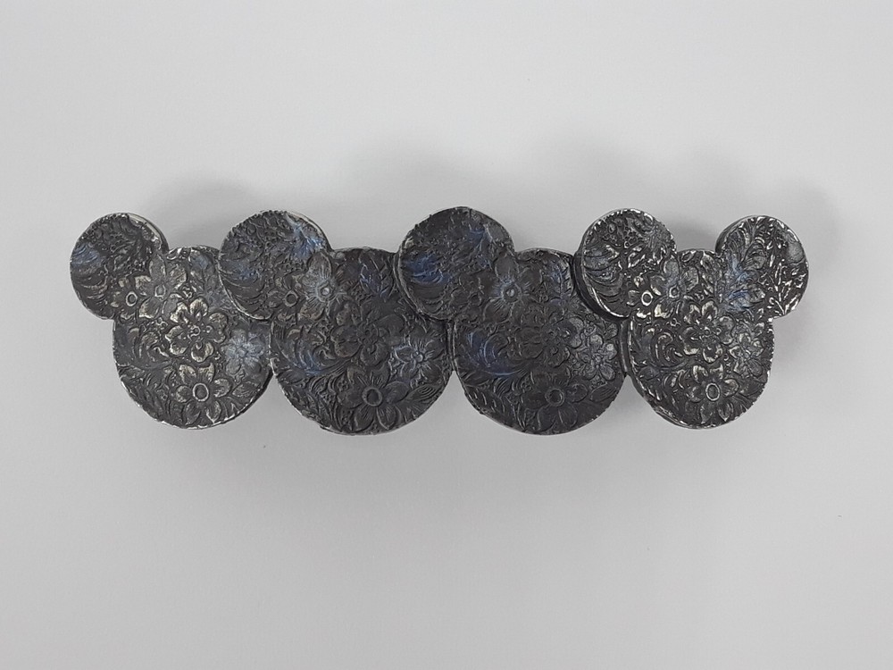 Vintage Disney Floral 4″ Hair Clip Classic Mickey Mouse Ears MADE IN FRANCE