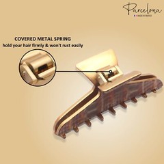 Parcelona French Pinch Medium Celluloid Covered Spring Jaw Hair Claw for Women