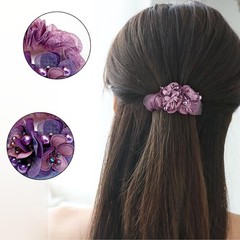 4 PCS Flower Hair Scrunchies for Women Rhinestone 4 Count (Pack of 1), A