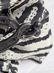 Hair Accessory Banana Clip Plastic Fabric Zebra Black White Vintage 90s Korea 5″