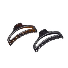 Parcelona French Slim Small Shell & Black Set of 2 Cellulose Jaw Hair Clips