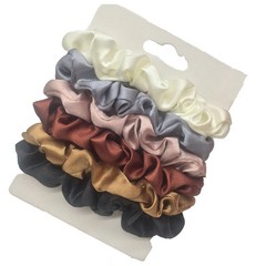 6 Pc Hair Scrunchies Satin Small Cute Elastic Ponytail Holder Black Women Hair