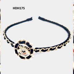1.25 Wide Flower Pearl Crystal Bee Wings Bead Pearl Woven Chain Flower Headband