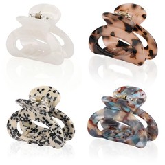 Hair Claw Clips 4 PCS Durable NonSlip Tortoise Small Thin Hair Leopard Print
