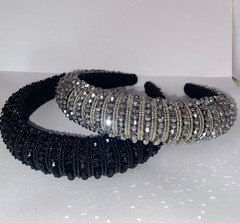 Luxury Beaded Headbands Set 2Pcs Crystal Rhinestone Padded Hair Band Styling