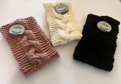 Knit Headbands Ear warmers Lot Of 3 Amity Cold Guard Mauve Cream Black New!