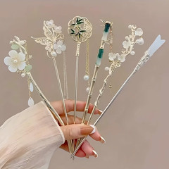 Elegant Chinese Style Hair Clip Tassel Hair Stick Traditional Floral Design Hair