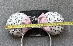 Disney Minnie Mouse Ears Headband Pink Bow Cream Patterned NWT Pastel Park Wear
