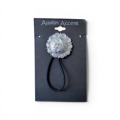Austin Accent Western Ponytail Holder Silver Concho Hair Tie Accessory