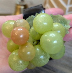 Vintage Style Neiman Marcus Grape Hair Clip Wrap Black Acrylic Fruit Cluster