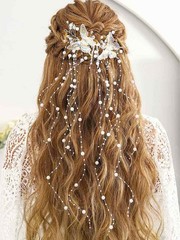 Butterflies Bride Wedding Hair Vine Silver Pearl Bridal Headband Rhinestone H…