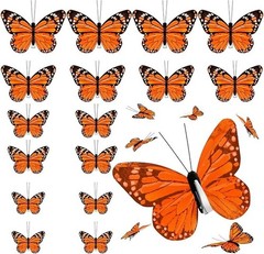 24 Pcs Monarch Butterfly Decorations Monarch Butterfly Hair Clips Feather Bar…