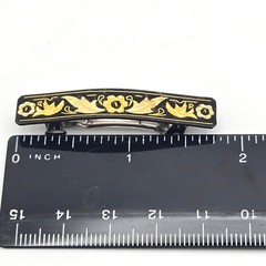 Vintage Black Gold Tone Bird Floral Damascene Style Hair Barrette Clip Taiwan