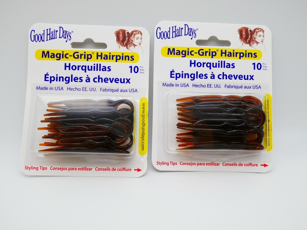 2 x Packs Magic Grip Hairpins 2 1/2″ Shell Brown (20 Pcs) Good Hair Days