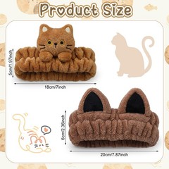6 Pcs Cat Ear Headbands – Soft Coral Fleece Spa Hair Bands for Skincare, Makeup,