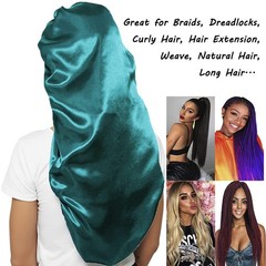 2 Pcs Hair Bonnets for Women Satin, Soft Elastic Band One Size, Black + Green