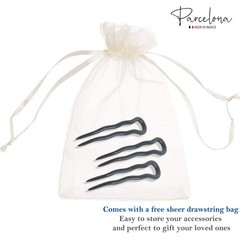 Parcelona French Mystic Large 3″ Cellulose Chignon U Shaped Hair Pins(Set of 3)