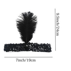 20 PCS 1920s Flapper Headband Ostrich Feather Headpiece Roaring 20s Costume