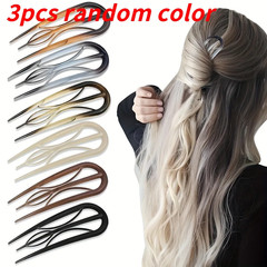 Set of 3 French-Style Hair Clips – U-Shaped Acetate Hair Clips, Suitable for Bra