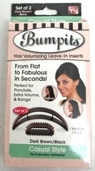 Bumpits Hair Volumizing Inserts Dark Brown / Black 2 Pack Small / Medium w/ Comb