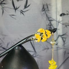 Double Sided Wooden Hair Stick Tassel Chinese Style Hairpin