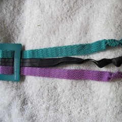3 Goody Ouchless Ribbon Headwraps Black Teal Purple Headbands Soft Fabric Lace