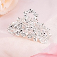 Vovii Rhinestone Hair Claw Clips Bling 1 Count (Pack of 1), sliver