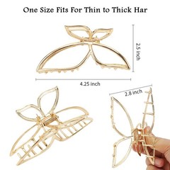 Ahoney Butterfly Metal Hair Clips 4.3″ Gold 2 Count (Pack of 1),