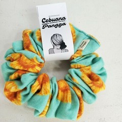Handmade Women’s Scrunchies size Large Mint Green Snuggle Flannel Sunflower New