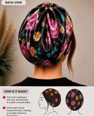 Handmade Luxury Satin Hair Bonnet Hidden Stitch Wire Support Non Slip Adjustable