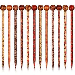 12 Pieces Wooden Hair Sticks Bulk Vintage Japanese Chinese Hairpins for Women