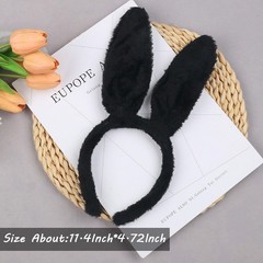 Bunny Headband Easter Hair Bands for Women Girls Kids, Black Cute Plush Rabbi…