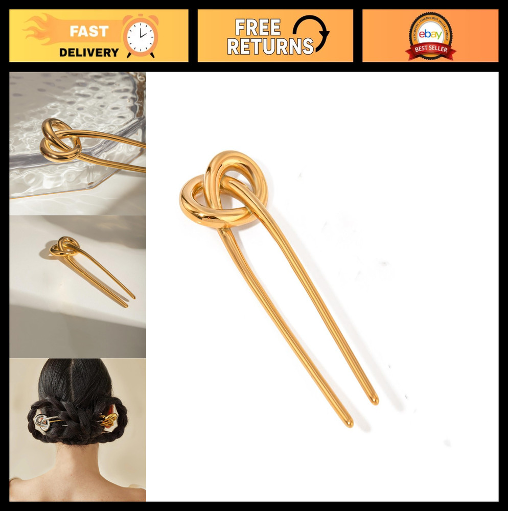 Elegant Vintage Gold Hairpins – Metal Hair Sticks, Bun Maker & Chignon Pin for W