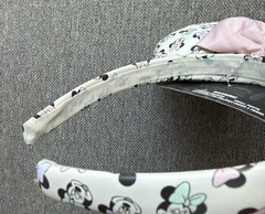 Disney Minnie Mouse Ears Headband Pink Bow Cream Patterned NWT Pastel Park Wear