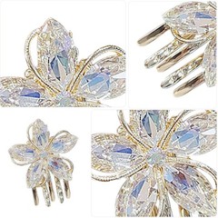 FRCOLOR Floral Claw Clips for Women Mini Flower 1 Count (Pack of 1), Golden