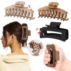 4 PCS Cloud Claw Clips for Women, 1 Count (Pack of 4), Brown-black