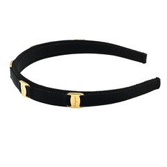 Salvatore Ferragamo Vara Ribbon Nylon/Metal Headband Black/Gold S2606-k012YP