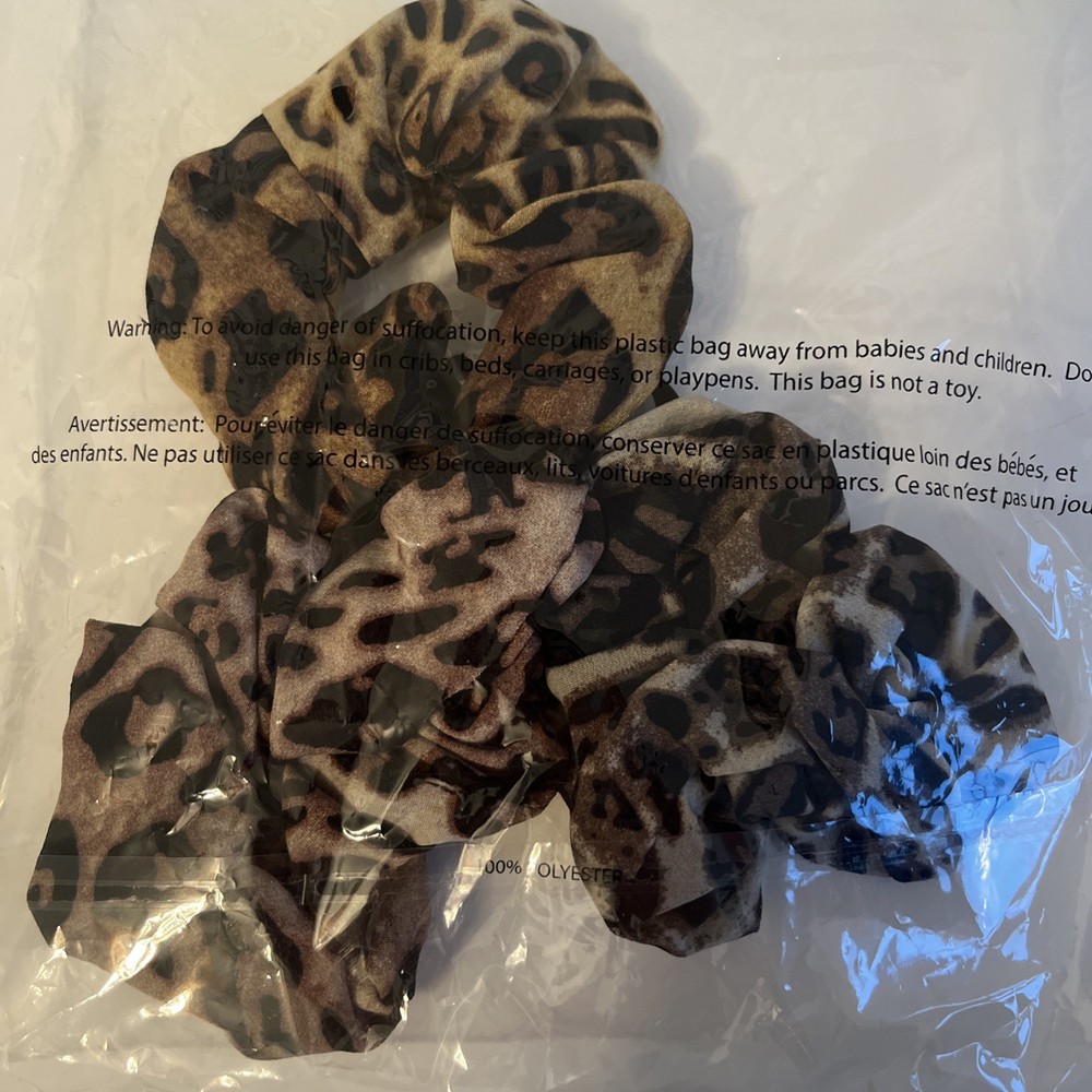 Noir Jewelry Scrunchies Set of 3 Ombre Leopard Colors Women Hair Accessories Lot