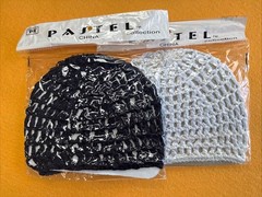 White And Navy Blue Mesh Hair Net Crochet Cap 2 Pc Sleeping Night Head Cover