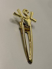 Vintage Yves Saint Laurent Gold YSL Logo Hair Clips 3cm