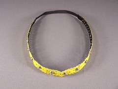 Yellow faux leather rivet grommet ball stud headband stretch elastic studded