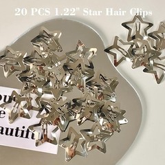20PCS 1.22″ Star Hair Clips Y2K Non-Slip Metal Snap Barrettes Girls