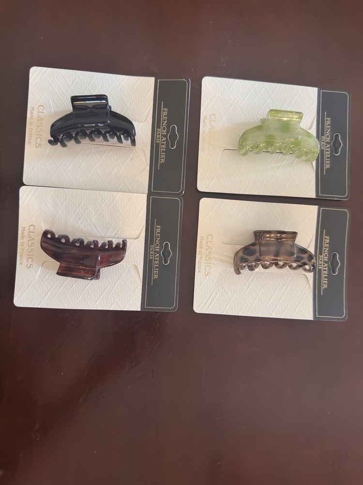 Lot Of 4 The French Atelier Cellulose Acetate Yoga Claw Clips Hair Accessories