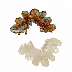 2 PCS Hair Claw Flower Clip Large Thick Non Slip Strong Hold White Coffee