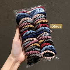 50pcs Colorful Hair Ties Korean Style Trendy Colorful Comfort Hair Accessories
