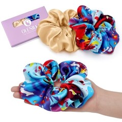 Silk Scrunchies Oversized 100% Mulberry: Large 1 Count (Pack of 2) Floral 31