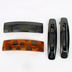 Vintage 80s 90s Hair Barrette Lot (4) Faux Tortoise Shell & Black Clips Retro