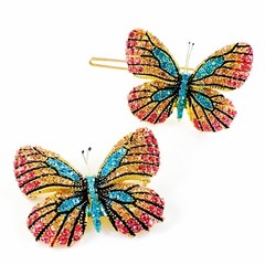 USA BUTTERFLY Hair Clip Hairpin use Swarovski Crystal Elegant Unique Blue B-5