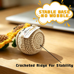 Crochet Flowers Sunflower Thank You Gifts for Women Mini Positive Desk Decor wit