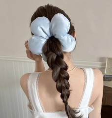 Blue Flower Hair Scrunchie For Teens & Kids Super Cute Hair Scrunchie Accessory